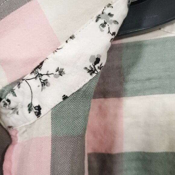 Lucky Brand Top Womens Sz S Pink Plaid Flannel Button Up Long Sleeve Soft Cotton - Picture 8 of 16